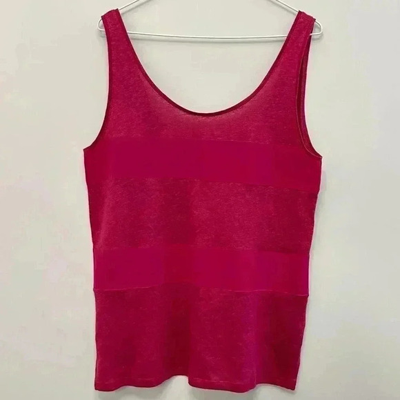 Sandro Women's XL Linen Silk Scoop Neck Tank Top Camisole Fuchsia Barbiecore - Picture 2 of 10